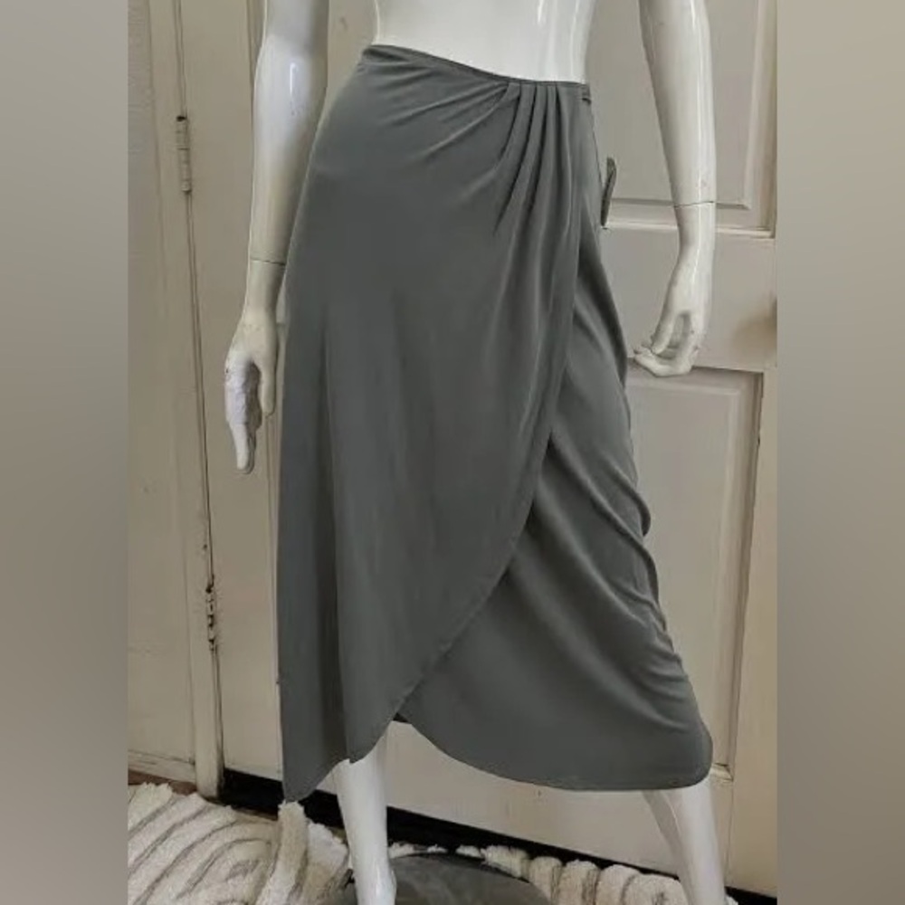CROSBY Light Sage Faux Wrap Skirt – Size M
